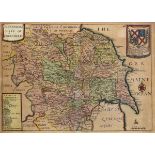 Richard Blome - Antique hand coloured engraved map - A Generall Mapp Of Yorkshire, 20cm x 28cm,