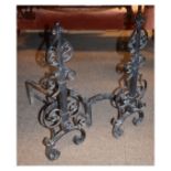 Pair of wrought iron fire dogs Condition: