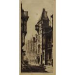 Wiley - Engraved print - Law Courts, London, 22cm x 9.5cm, framed and glazed Condition: