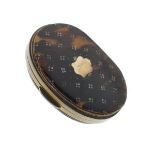 Late 19th Century brass and tortoiseshell oval purse having abalone shell inlay Condition: