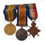 Medals - World War I group of three comprising: 1914 (Mons) Star, British War Medal and Victory