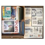 Box of assorted sporting memorabilia to include; football, cricket, tennis scrapbooks etc Condition: