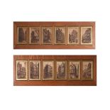 Edward Bird - Set of twelve sepia etchings - Bristol architectural views, each measuring 14cm x 10.