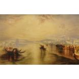 Seven assorted prints to include a scene of the Venetian lagoon, a 19th century view of Bristol, a