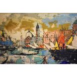 Lefebre - 20th Century - A harbour scene on canvas, 61cm x 91cm, unframed Condition: