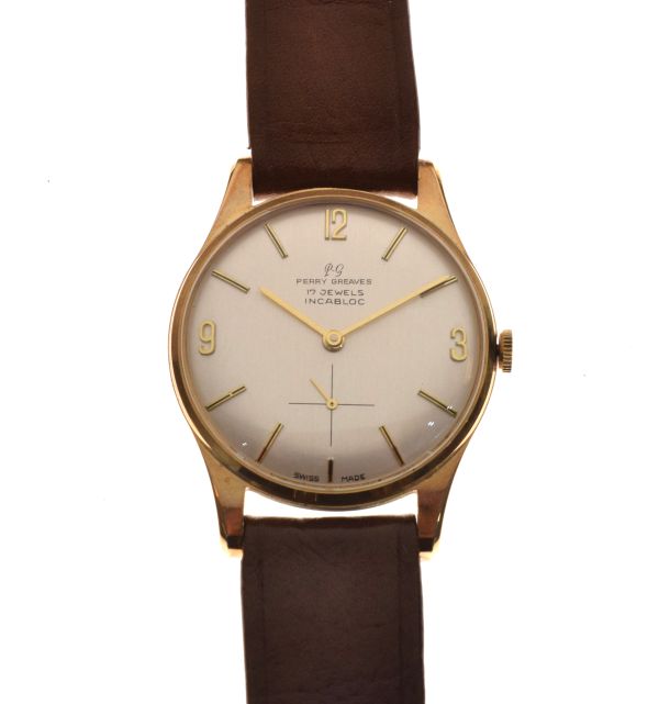 Perry Greaves - Gentleman's 9ct gold cased wristwatch, the dial with ...