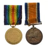 Medals - World War I pair comprising: British War Medal and Victory Medal awarded to 90179 Private