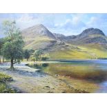 Paul Harley - Oil on canvas - Buttermere, High Crag And High Stile, 90cm x 120cm, framed Condition: