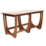 Nest of three 1960's period teak occasional tables attributed to G-Plan, comprising: rectangular