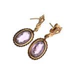 Pair of 9ct gold earrings set amethyst coloured stones, 2.9g approx gross Condition: