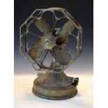 20th Century design - Art Deco Crompton desk fan of four bladed form with octagonal cage surround on