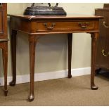19th Century mahogany rectangular top side table, one drawer to the frieze having inlaid banding,
