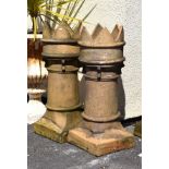Pair of stone ware crown chimney pots of six pointed design Condition: