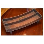 Unusual early 19th Century mahogany table coaster, perhaps for cutlery, of curved design with