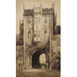 E.Sharland - Engraved print - Great Gatehouse, Bristol, 55cm x 31.5cm, in ebonised frame under glass