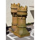 Pair of stone ware crown chimney pots of six pointed design Condition: