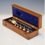Brass Sikes hydrometer, stamped Bates No.CG.6908, in a mahogany case Condition: