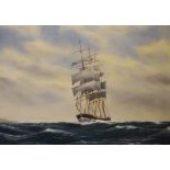 Craig Rutter - Oil on canvas board - Tall masted sailing ship, the Barque Archibald Russell,