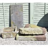 Assorted stone ware comprising: a square trough with square drainage hole, three pieces of