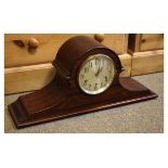 1920's period inlaid mahogany mantel clock of Napoleon's hat form by Seth Thomas with silvered
