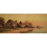 Two pairs of early 20th Century watercolours, the first by Dudley Hughes depicting thatched cottages