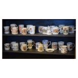 Collection of Royal Commemorative mugs, Queen Victoria Diamond Jubilee to Queen Elizabeth II/Charles