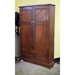 Late 19th Century pitch pine butlers or larder cupboard, having a pair of two panelled doors