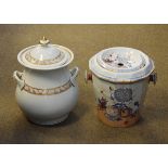 Masons Patent Ironstone China wash pail and cover of twelve sided form with printed and painted