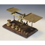 Set of large brass postage scales with weights Condition: