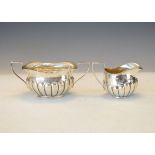 Edward VII silver two handled sugar basin with matching cream jug, Birmingham 1906/1907, combined