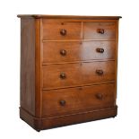 Victorian mahogany chest of two short and three long drawers Condition: