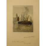 Claude Rowbotham - Five small coloured etchings, each signed and titled in pencil, framed and glazed