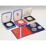 Coins - Three royal commemorative proof crowns, together with a U.S. bi-centennial silver proof