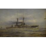 20th Century English School - Watercolour - H.M.S. Superb, unsigned, 24cm x 35cm, framed and