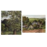 Meredith William Hawes - Two watercolours - Farm At Tregantle, Cornwall, 20cm x 28.5cm and Oak Tree,