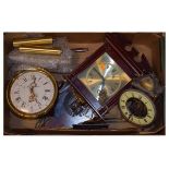 Three assorted clocks comprising: a German lantern style timepiece, a French style wall clock