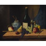 Fermor - 20th Century - Oil on canvas - Still life with fruit, wine bottle and oriental jar on a