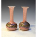 Pair of Mdina pink flecked glass vases Condition: