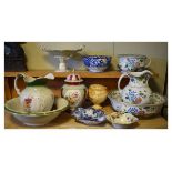 Assorted pottery to include; Keeling's Losol ware washhand jug, basin, and chamber pot, Abbey blue