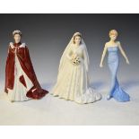 Two Royal Worcester figures, each depicting HRH Queen Elizabeth II, the first celebrating her