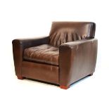 Modern Italian style dark brown leather easy chair Condition: