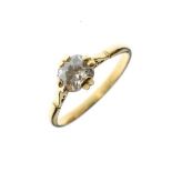 Yellow metal ring set solitaire diamond, the shank stamped 18ct, size S, 2.7g approx gross