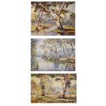 Mary E. Urquhart - Three oils on board - Landscapes, 34cm x 44cm and 38.5cm x 49cm, each framed