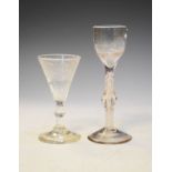 Late 18th/early 19th Century wine glass having a moulded ogee bowl, knopped stem having central
