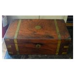 19th Century brass bound walnut lap desk or writing box in the Campaign style Condition: