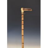 Early 20th Century antler handled simulated bamboo walking stick Condition: