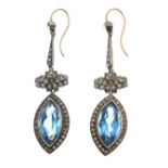 Pair of early 20th Century blue and white paste drop earrings Condition: