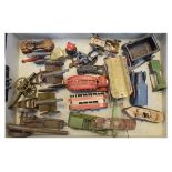 Collection of die-cast model cars and other vehicles, lead soldiers etc Condition: