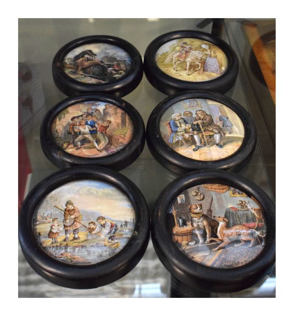Collection of six 19th Century Pratt pot lids Condition: