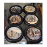 Collection of six 19th Century Pratt pot lids Condition: